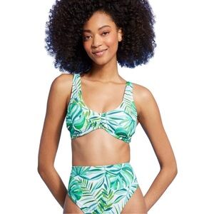 Women's Underwire Bralette Bikini Set Shade & Shore Green Leaf Print 34C